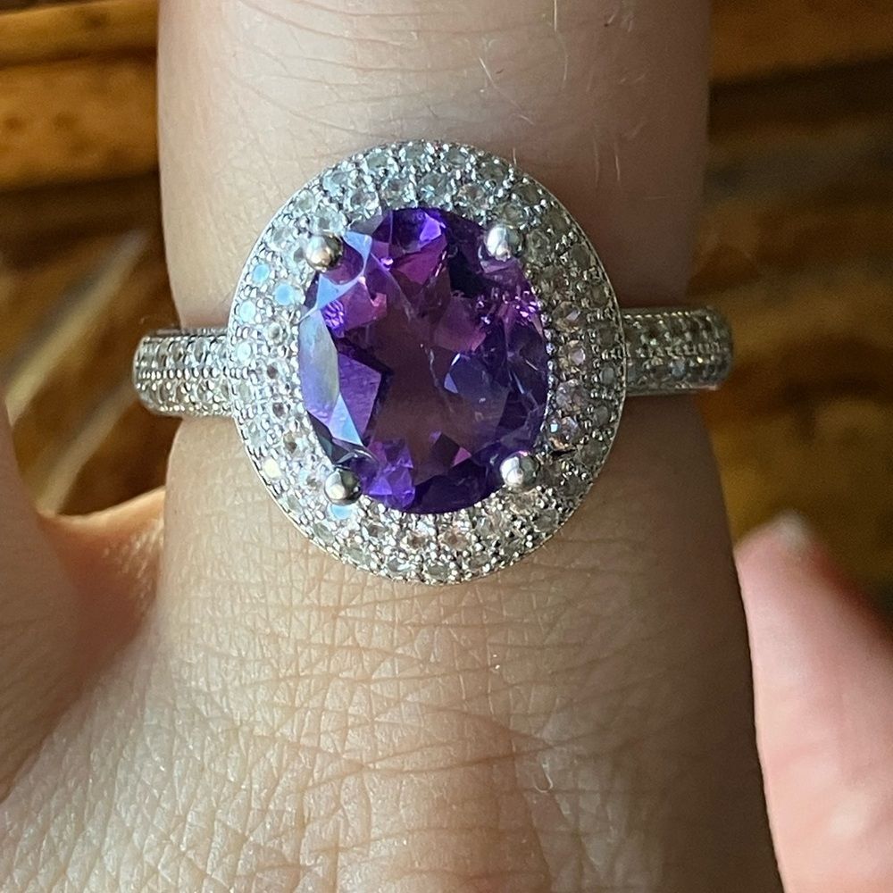 African Amethyst Sterling Silver Ring Size 8 Discounted
